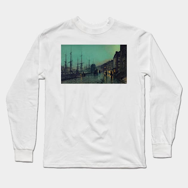 Shipping on the Clyde by John Atkinson Grimshaw Long Sleeve T-Shirt by Classic Art Stall